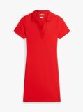 Red Slim Open V-Neck Polo Dress  Women