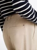 Beige Wool Blend Relaxed Straight Leg Trousers  Women