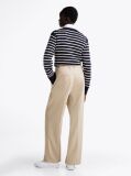 Beige Wool Blend Relaxed Straight Leg Trousers  Women