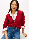 Red Pure Wool Oversized V-Neck Cardigan  Women