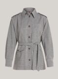 Grey Prince Of Wales Check Belted Blazer Jacket  Women