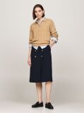 Multi Embossed Button Twill Midi Skirt  Women