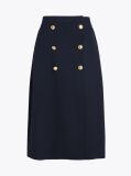Multi Embossed Button Twill Midi Skirt  Women