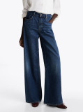 Blue Faded High Rise Wide Leg Jeans  Women