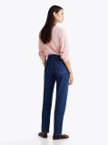 Blue Mid Rise Straight Leg Jeans  Women