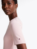 Pink Ribbed Slim T-Shirt  Women