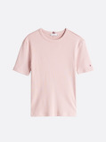 Pink Ribbed Slim T-Shirt  Women
