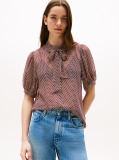 Multi Print Sheer Short Sleeve Blouse  Women