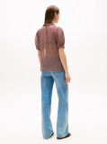 Multi Print Sheer Short Sleeve Blouse  Women