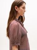 Multi Print Sheer Short Sleeve Blouse  Women