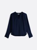 Blue Gathered V-Neck Relaxed Blouse  Women