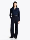 Blue Gathered V-Neck Relaxed Blouse  Women