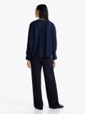 Blue Gathered V-Neck Relaxed Blouse  Women