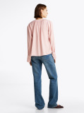 Pink Gathered V-Neck Relaxed Blouse  Women