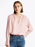 Pink Gathered V-Neck Relaxed Blouse  Women