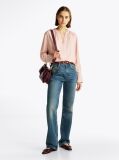 Pink Gathered V-Neck Relaxed Blouse  Women