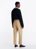 Beige Slim Fit Straight Cropped Trousers  Women