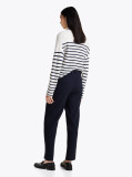 Blue Slim Fit Straight Cropped Trousers  Women
