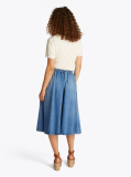 Blue Denim Midi Flared Skirt  Women