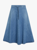 Blue Denim Midi Flared Skirt  Women