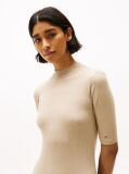 Beige Ribbed Slim Midi Bodycon Dress  Women