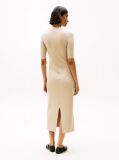 Beige Ribbed Slim Midi Bodycon Dress  Women