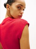 Red Ribbed Cap Sleeve Slim Jumper  Women