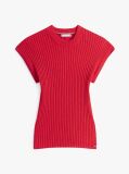 Red Ribbed Cap Sleeve Slim Jumper  Women