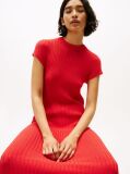 Red Cap Sleeve Ribbed Midi Jumper Dress  Women