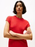 Red Cap Sleeve Ribbed Midi Jumper Dress  Women