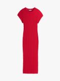 Red Cap Sleeve Ribbed Midi Jumper Dress  Women