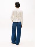 White Relaxed Fit Linen Blend Wrap Blouse  Women