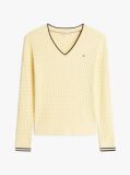 Yellow Cable Knit V-Neck Jumper  Women