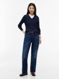 Blue Cable Knit V-Neck Jumper  Women