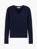 Blue Cable Knit V-Neck Jumper  Women