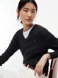 Grey Cable Knit V-Neck Jumper  Women