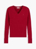 Red Cable Knit V-Neck Jumper  Women