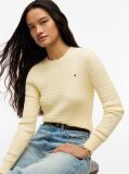 Yellow Fine Cable Knit Jumper  Women