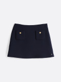 Blue Button Pocket Mini Skirt  Women