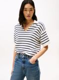 Multi Stripe Short Sleeve Polo Jumper  Women