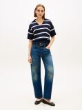 Multi Stripe Short Sleeve Polo Jumper  Women