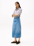 Blue High Rise Denim Midi Skirt  Women