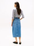 Blue High Rise Denim Midi Skirt  Women