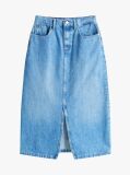 Blue High Rise Denim Midi Skirt  Women