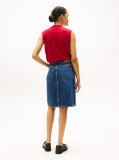 Blue Mid Rise Denim Straight Skirt  Women