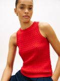 Red Cable Knit Sleeveless Slim Jumper  Women