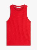 Red Cable Knit Sleeveless Slim Jumper  Women