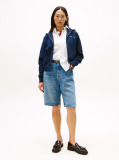 Blue Logo Embroidery Zip-Thru Pique Hoody  Women