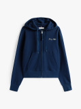Blue Logo Embroidery Zip-Thru Pique Hoody  Women
