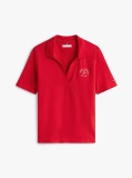 Red Regular Fit Logo Embroidery Polo Shirt  Women